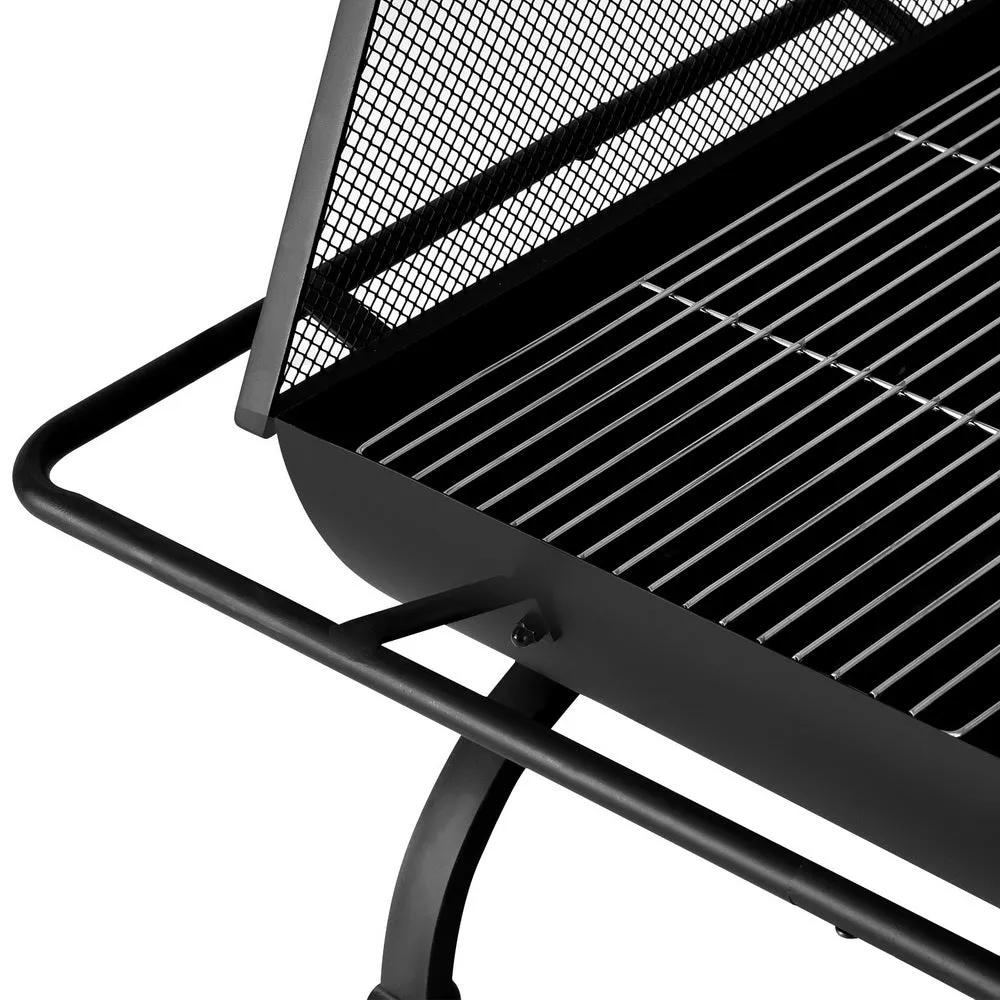 2-in-1 Steel Fire Pit & BBQ Grill, Mesh Cover - Grillz