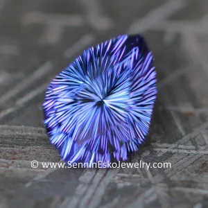 3.9 Carat Violet/Purple Tanzanite Pear - 11.6x8.5mm - Fantasy Cut