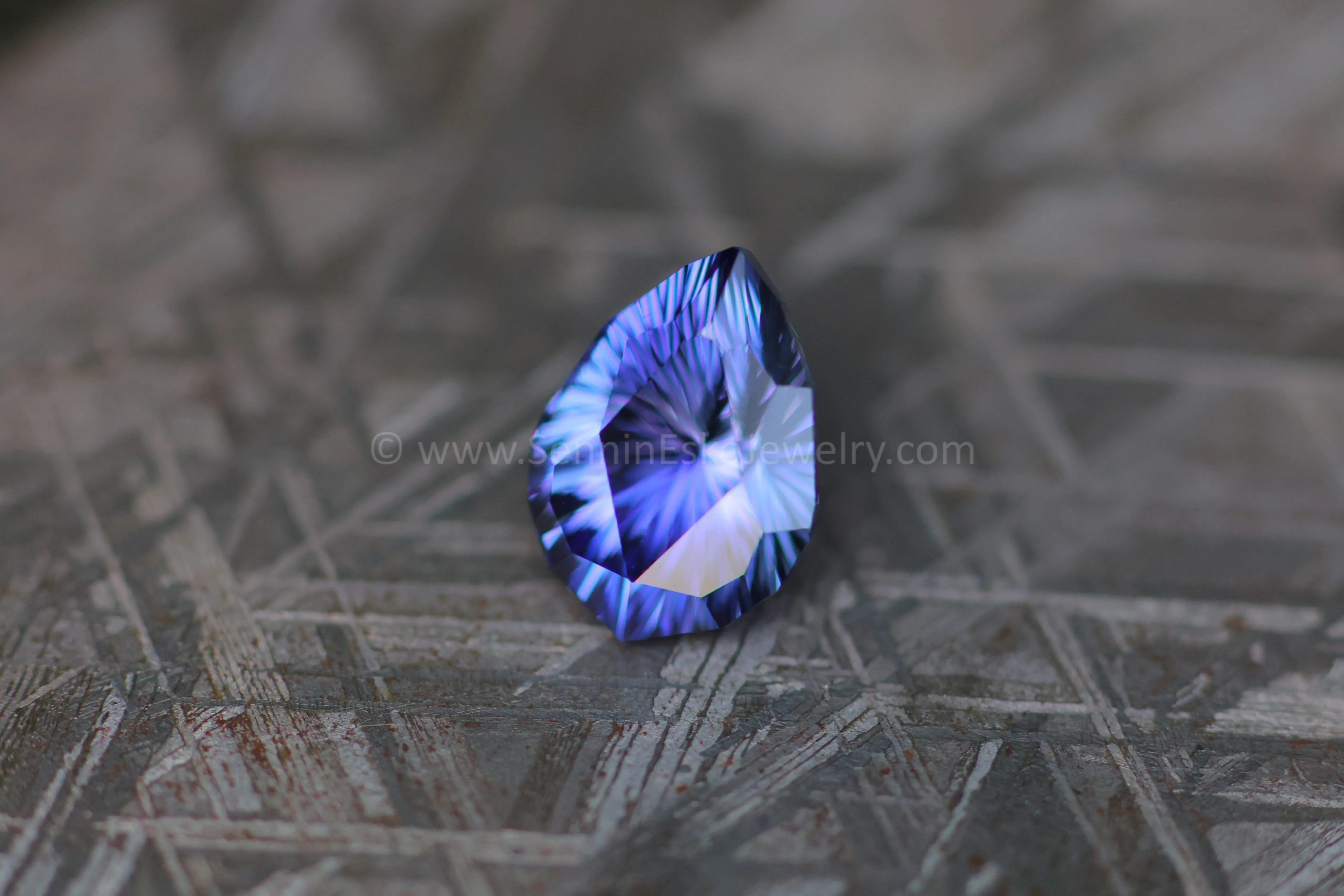 3.9 Carat Violet/Purple Tanzanite Pear - 11.6x8.5mm - Fantasy Cut