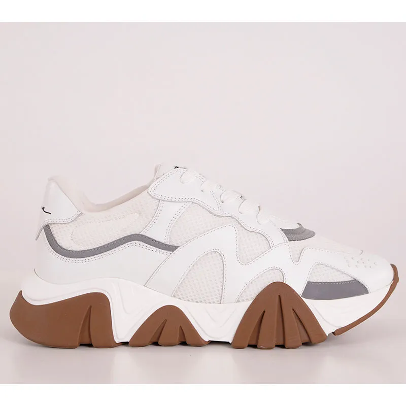 43.5 10.5 NEW $995 VERSACE Mens RUNWAY White Leather Mesh SQUALO Chunky SNEAKERS