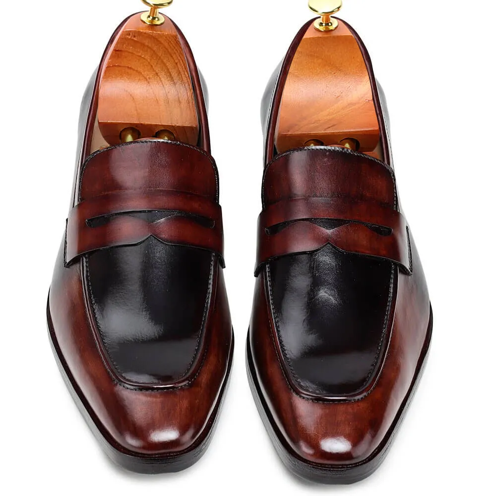 7 CM / 2.76 Inches Taller - CMR CHAMARIPA  Height Increasing Shoes For Men - Handcrafted Penny Loafers - Brown