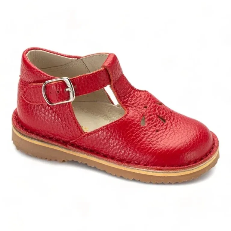 7151 - Red Soft Leather Strap for Toddler/Girl by London Kids