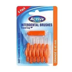 ACTIVE ORAL CARE INTERDENTAL BRUSHES 6PACK ORANGE 0.45MM