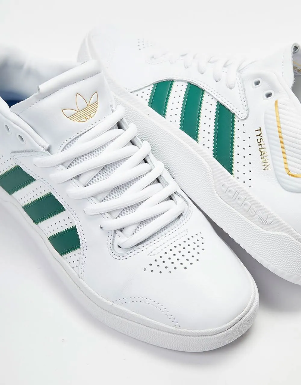 adidas Tyshawn Skate Shoes - White/Dark Green/Bluebird