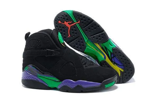 Air Jordan 8 Retro High top Basketball Sneaker Black Purple Green