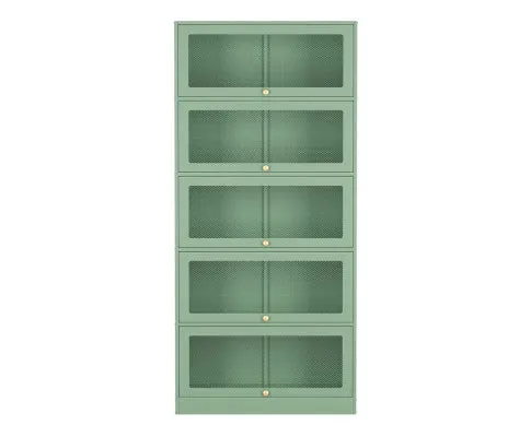 ArtissIn Buffet Sideboard Cupboard Cabinet Storage Mesh Doors Metal Green ELIA