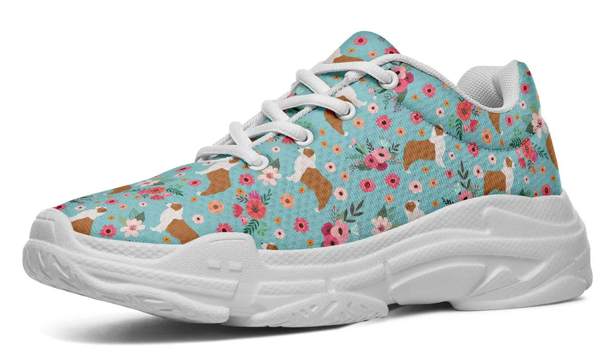 Australian Shepherd Flower Chunky Sneakers