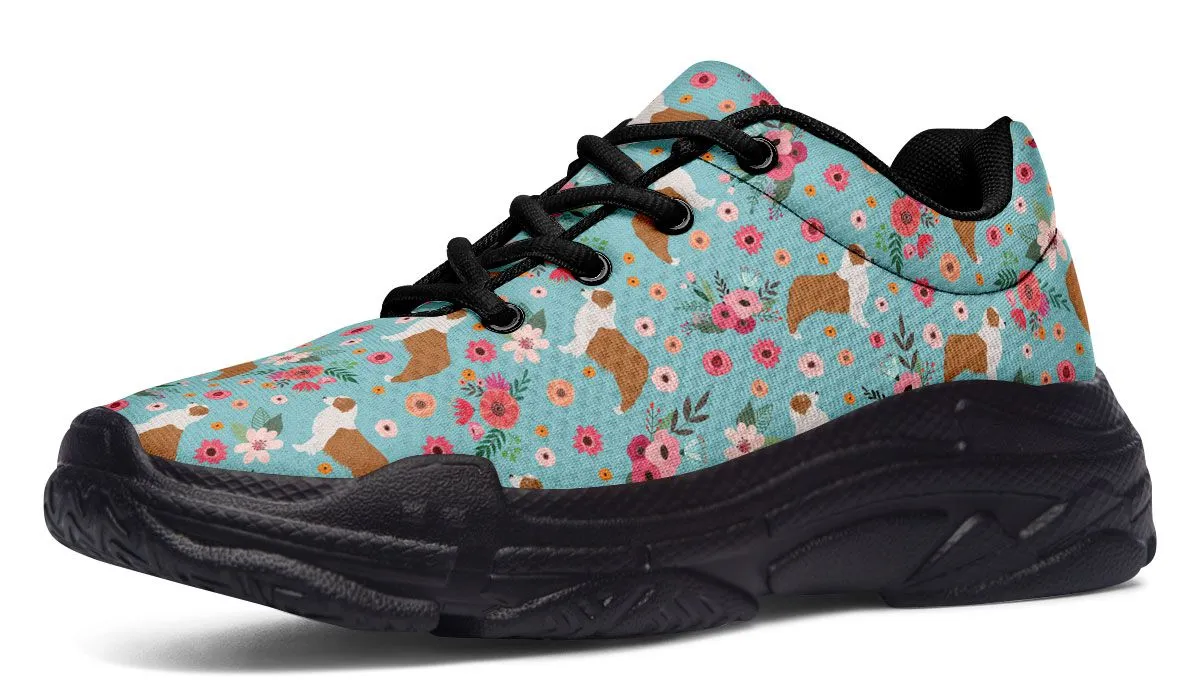 Australian Shepherd Flower Chunky Sneakers