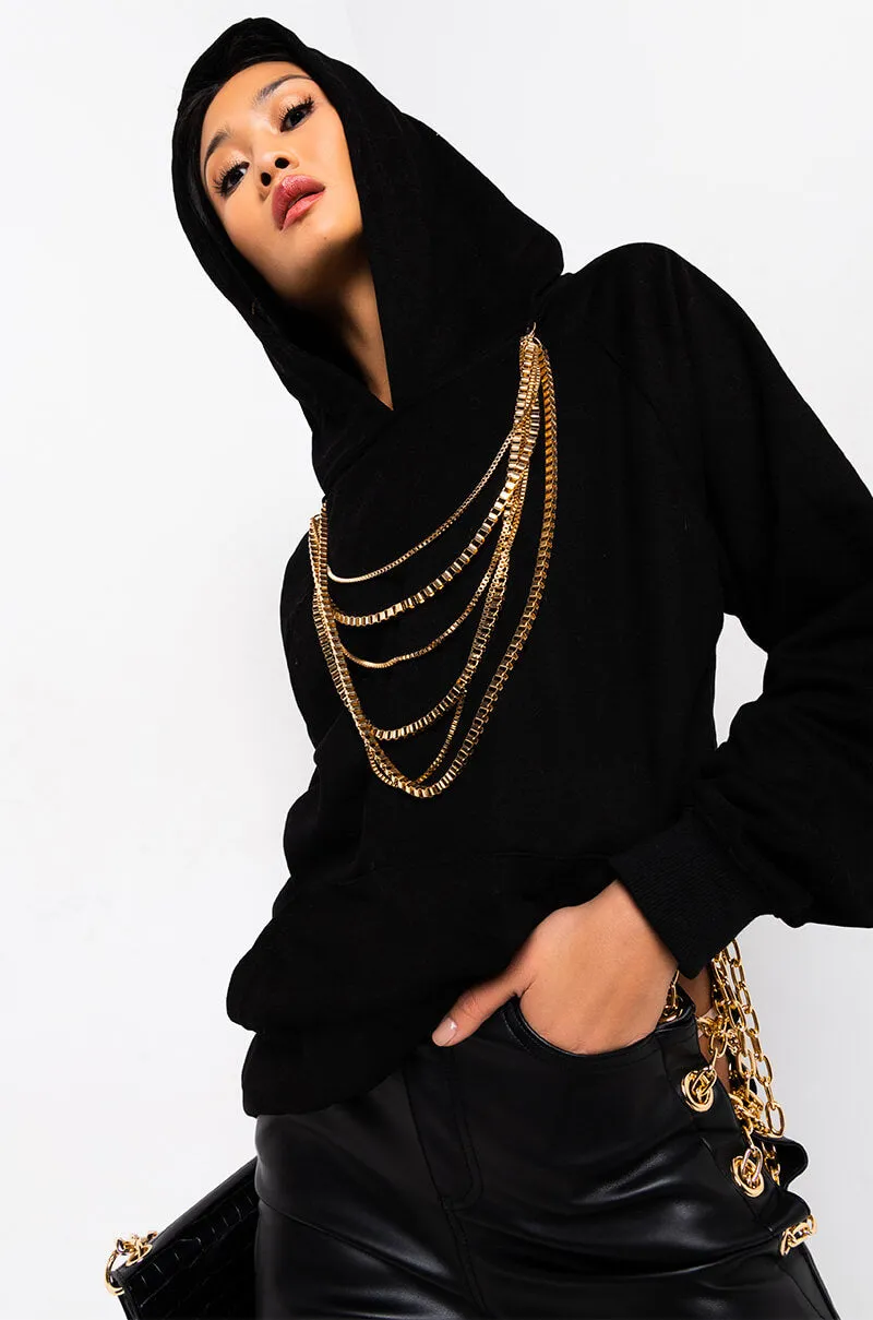 AXEL CHAIN DETAIL SWEATSHIRT BLACK