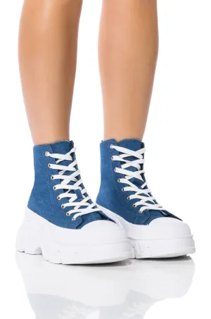 AZALEA WANG CHANEY HIGH TOP SNEAKER IN DENIM