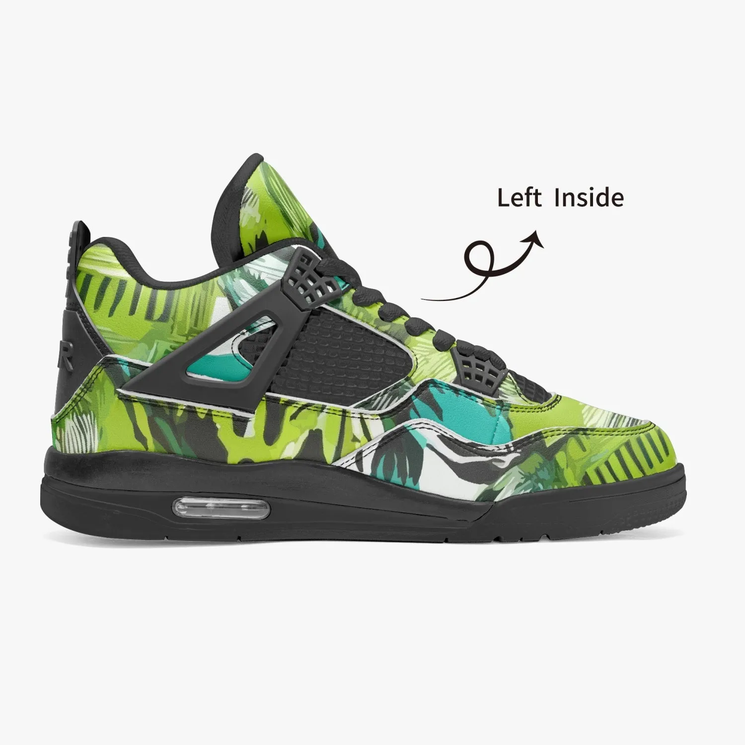 Baskets de basket-ball AJ4 semelle noires "Motif vert turquoise"(698)