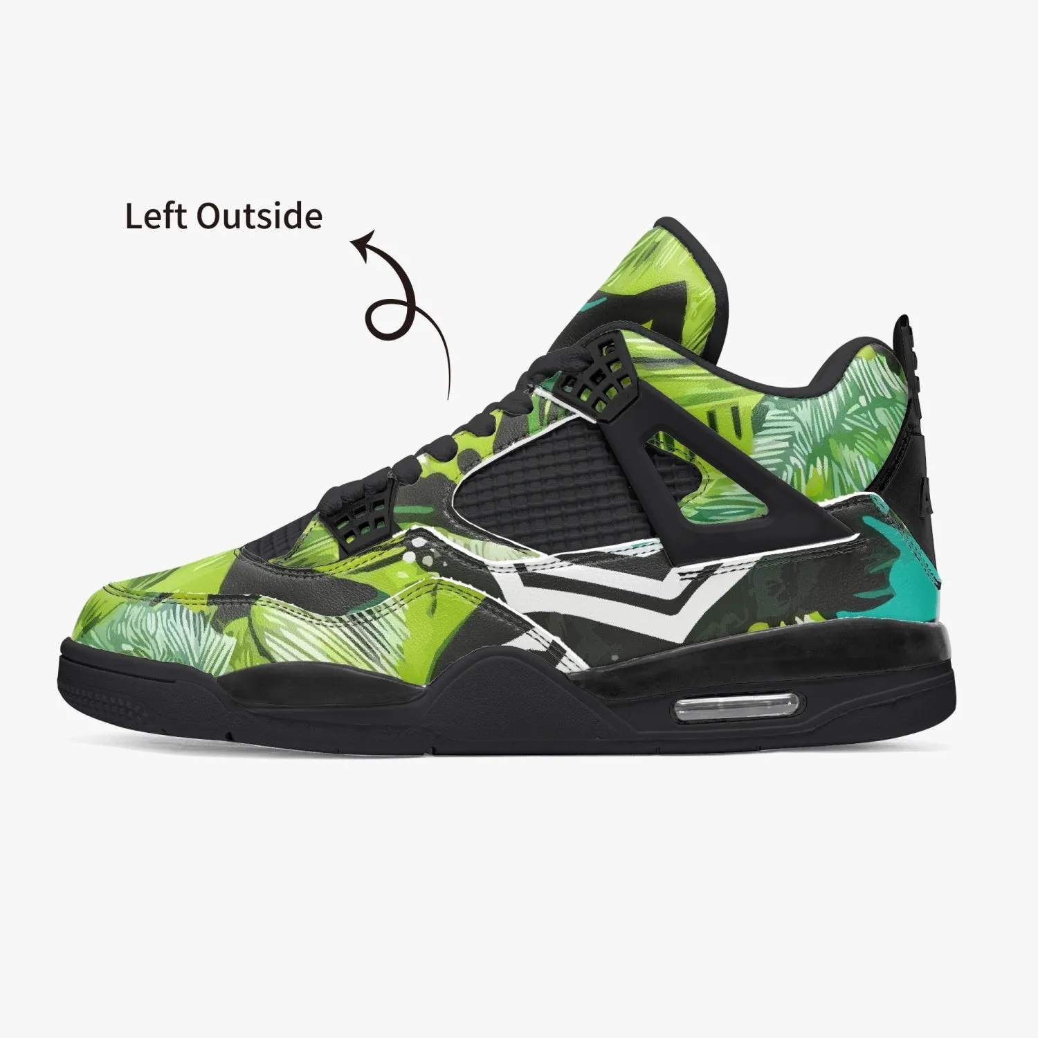 Baskets de basket-ball AJ4 semelle noires "Motif vert turquoise"(698)