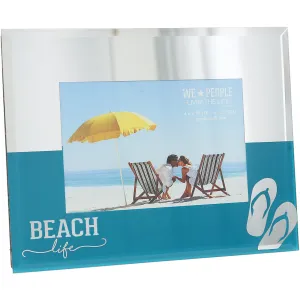 Beach Life 9" x 7" Mirrored Glass Frame (Holds 6" x 4")