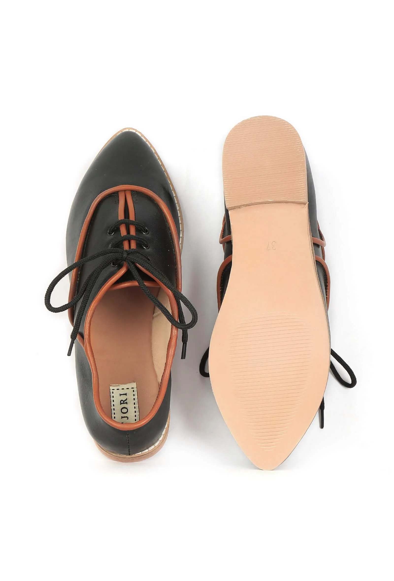 Black Color Block Oxford Shoes