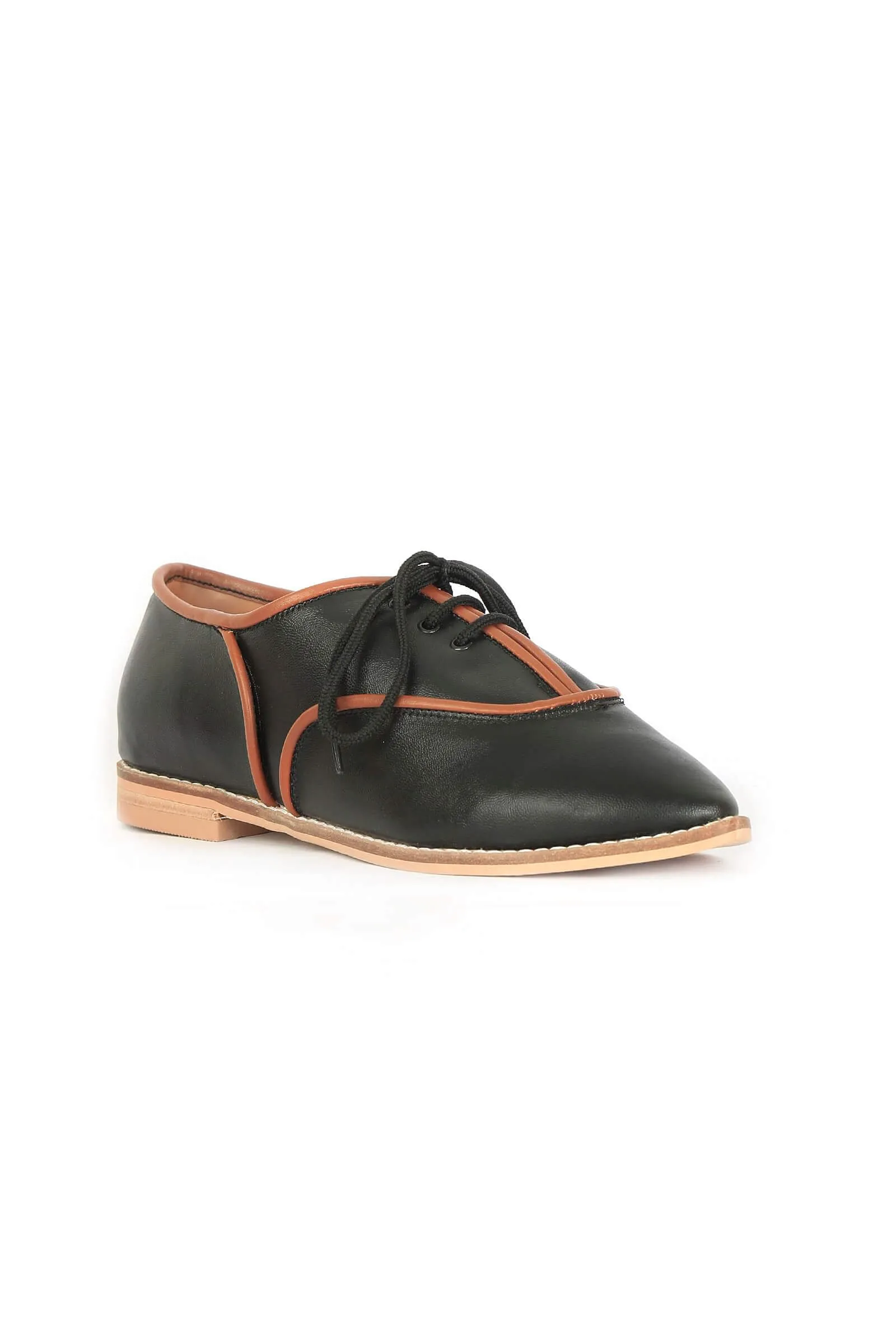 Black Color Block Oxford Shoes