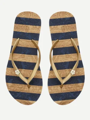 Block Striped Flip Flops