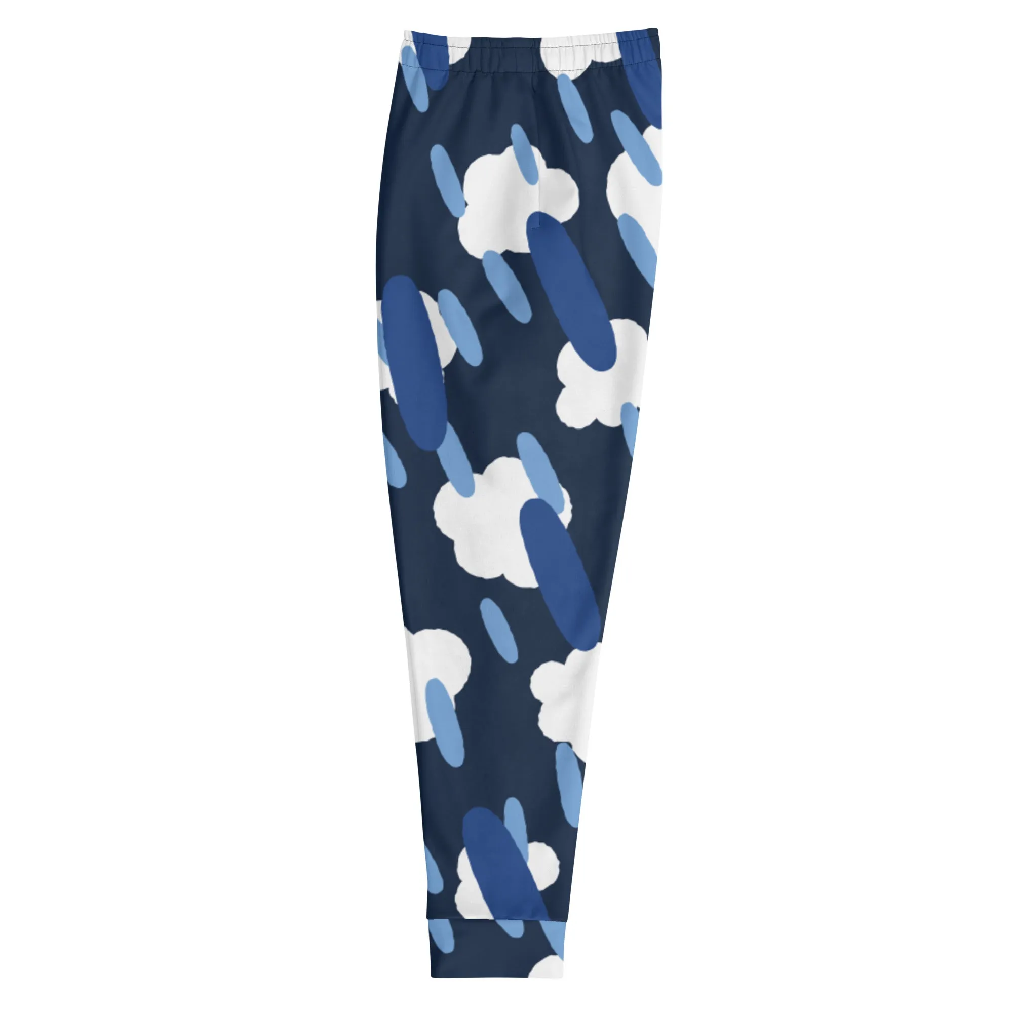 Blue Clouds Dashed Men's Joggers, Best Abstract Casual Designer Men's Jogging Pants - Made in USA/EU/MX