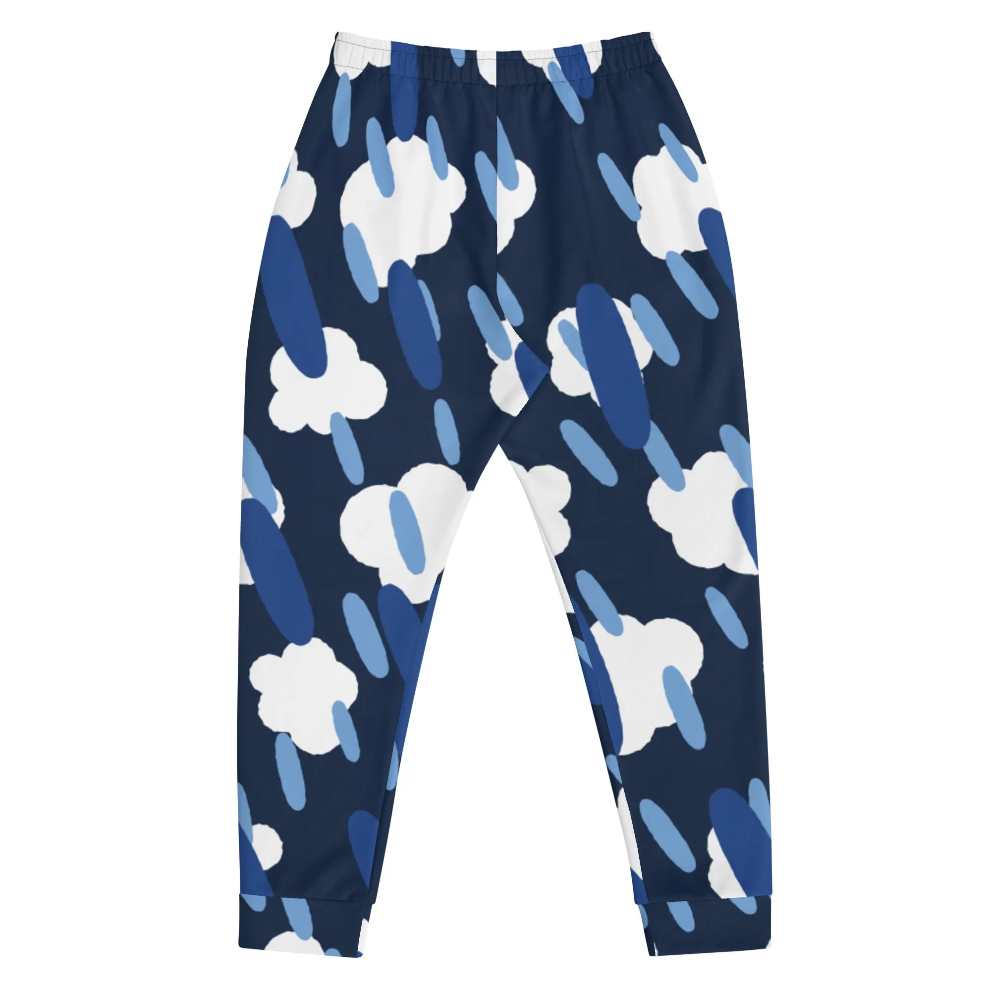 Blue Clouds Dashed Men's Joggers, Best Abstract Casual Designer Men's Jogging Pants - Made in USA/EU/MX