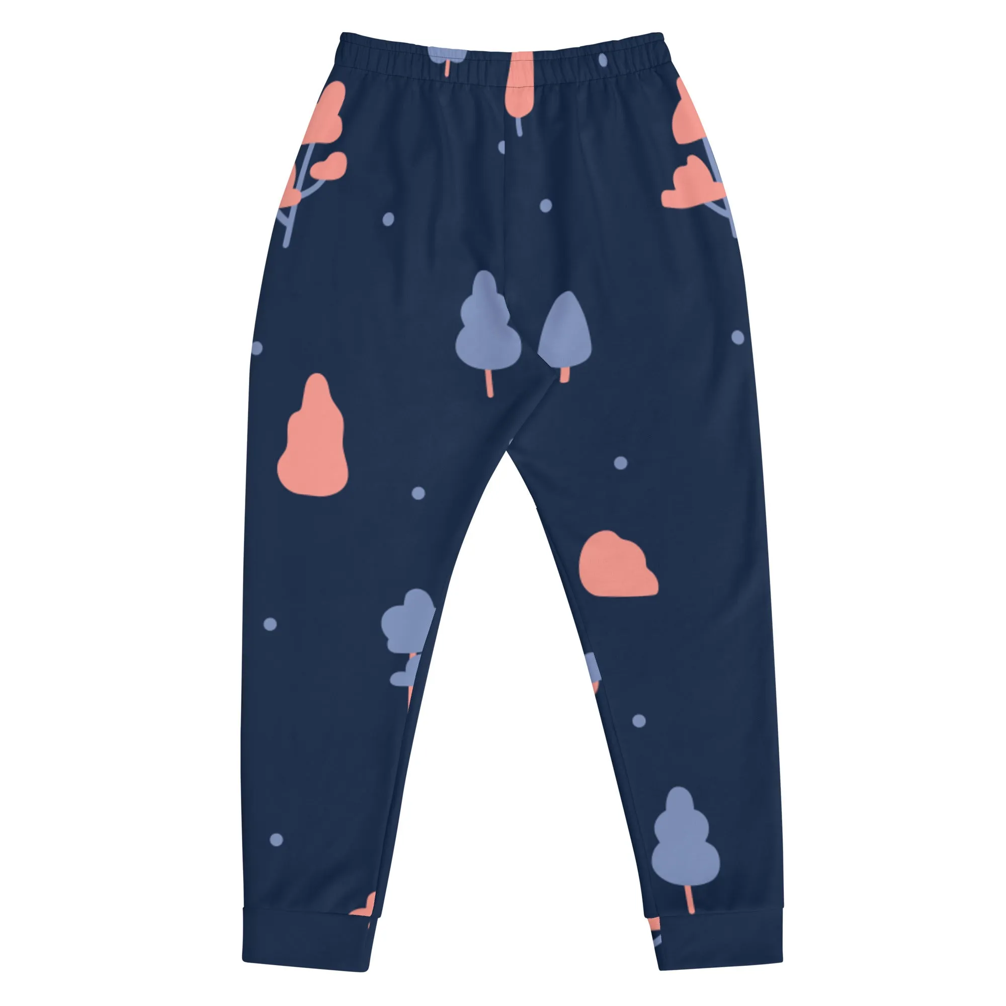 Blue Coral Trees Men's Joggers, Graphic Abstract Casual Designer Men's Jogging Pants - Made in USA/EU/MX