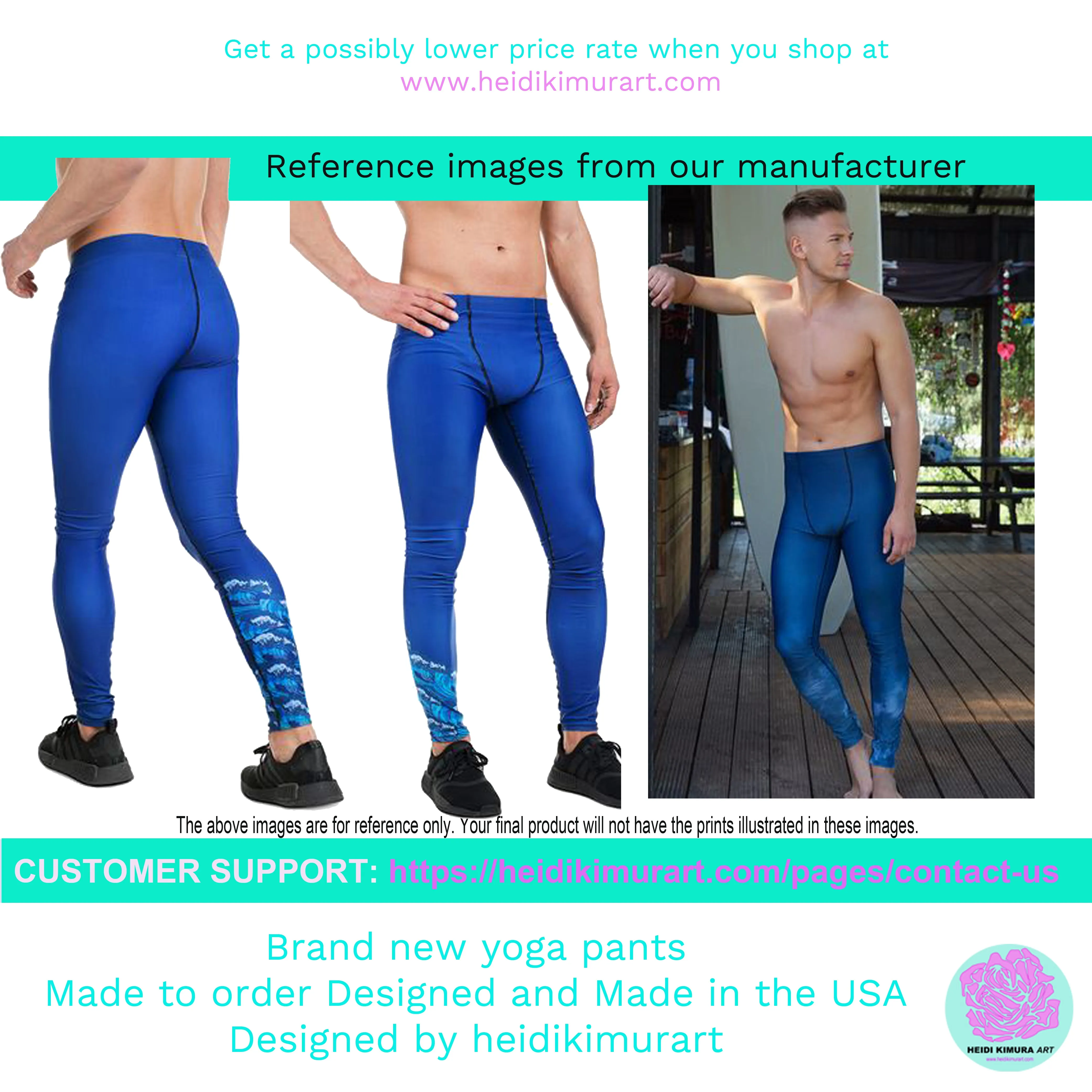 Blue Tropical Palm Leaf Meggings, Green Palm Leaf Men's Compression Run Tights- Made in USA/EU