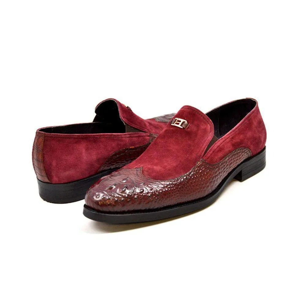 British Walkers Shiraz Croc Men's Crocodile Leather and Suede Loafers