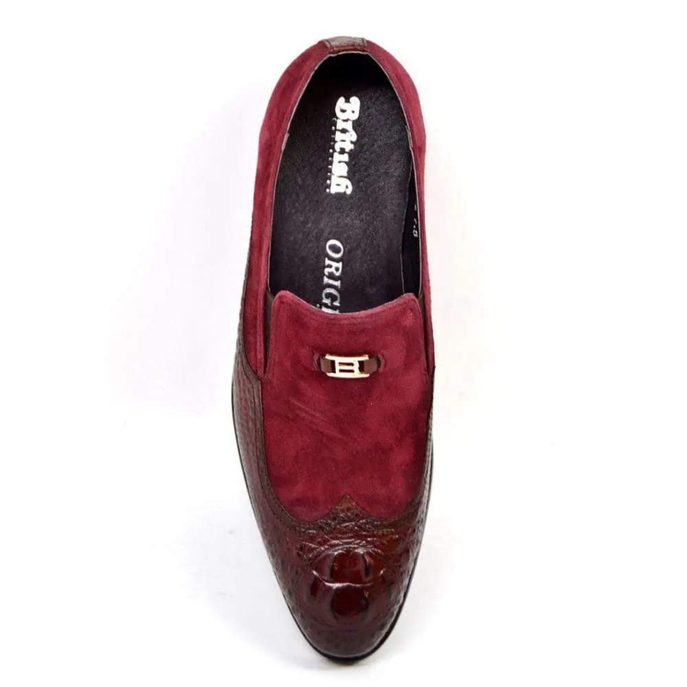 British Walkers Shiraz Croc Men's Crocodile Leather and Suede Loafers