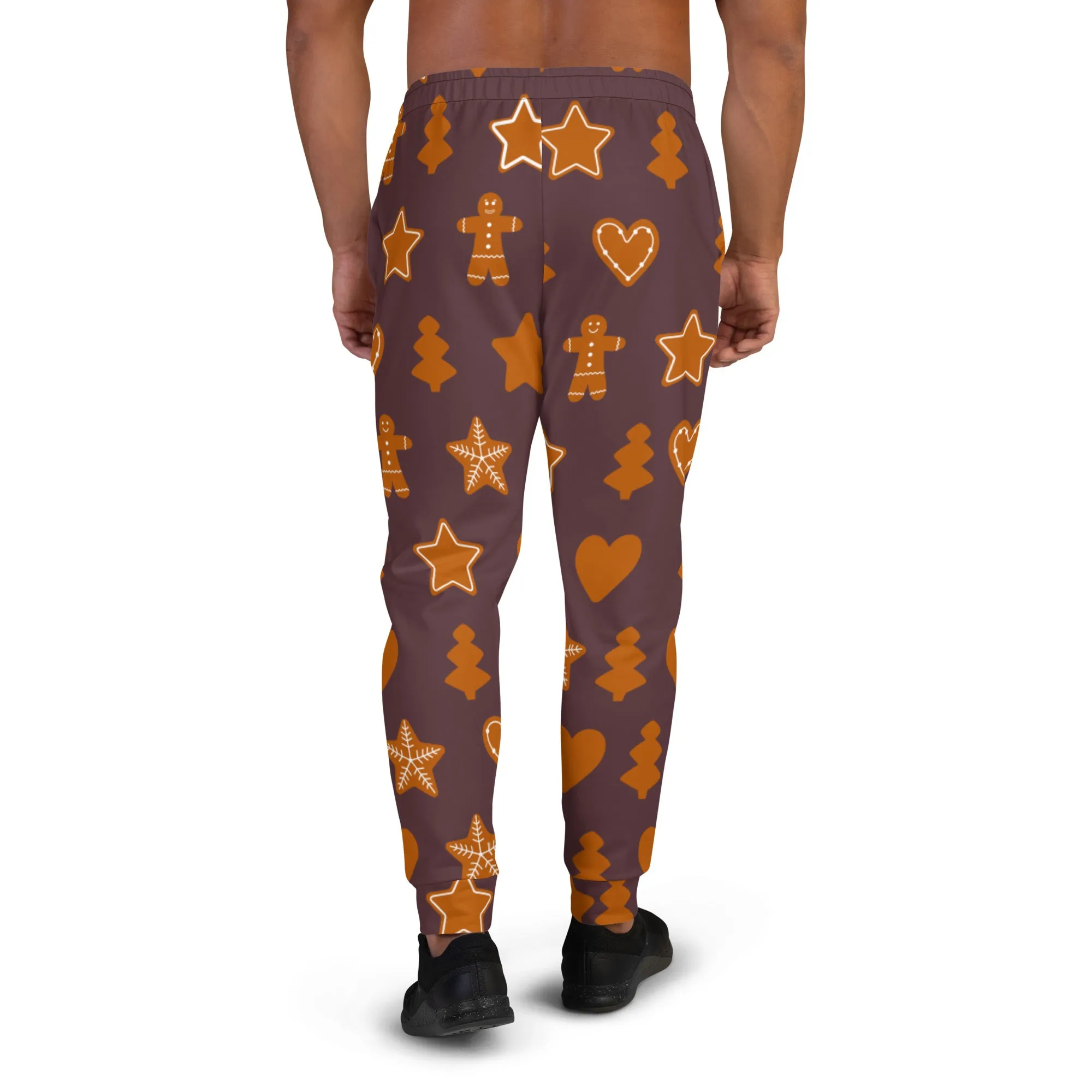 Brown Gingerbread Christmas Men's Joggers, Christmas Festive Casual Designer Men's Jogging Pants - Made in USA/EU/MX