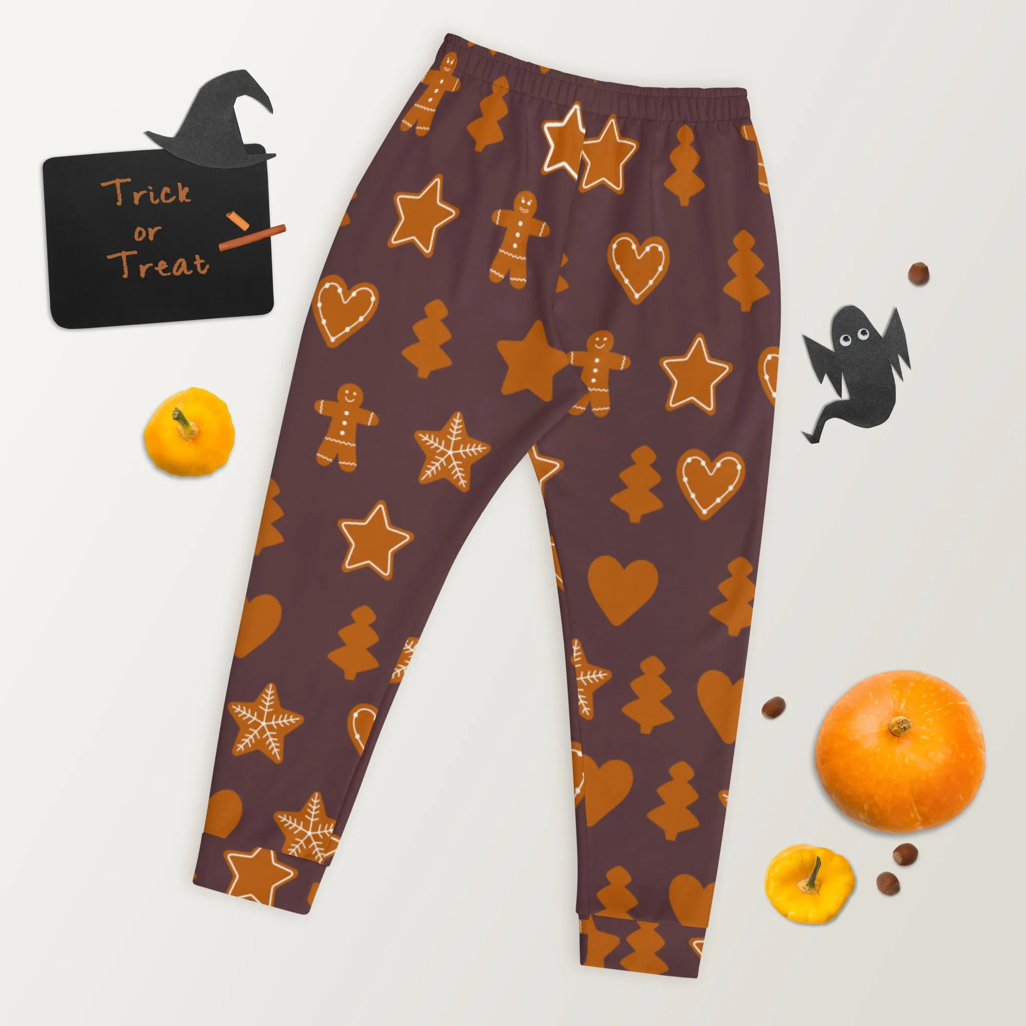 Brown Gingerbread Christmas Men's Joggers, Christmas Festive Casual Designer Men's Jogging Pants - Made in USA/EU/MX