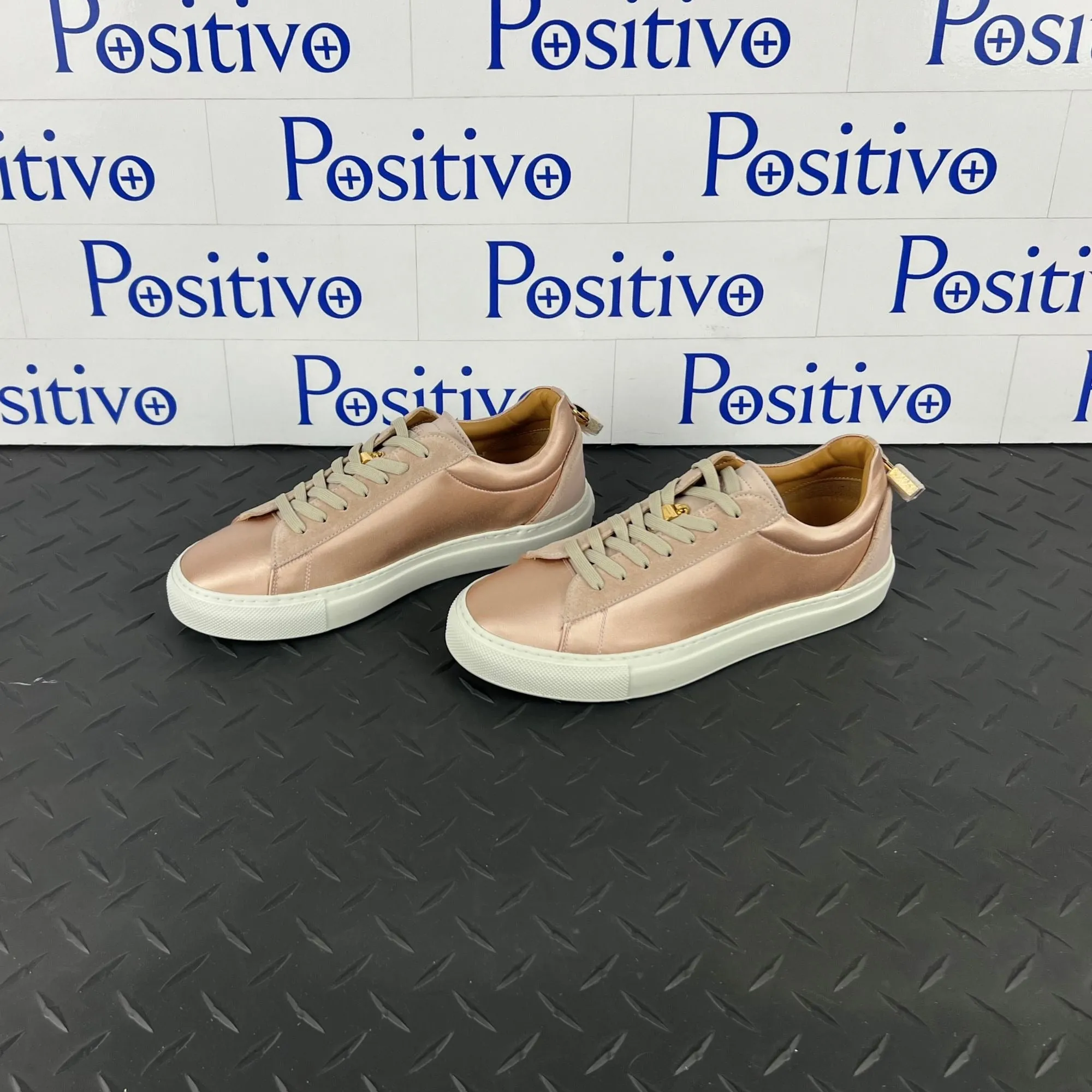 Buscemi Women's Tennis Lock Dusty Pink Satin Sneakers SAMPLE