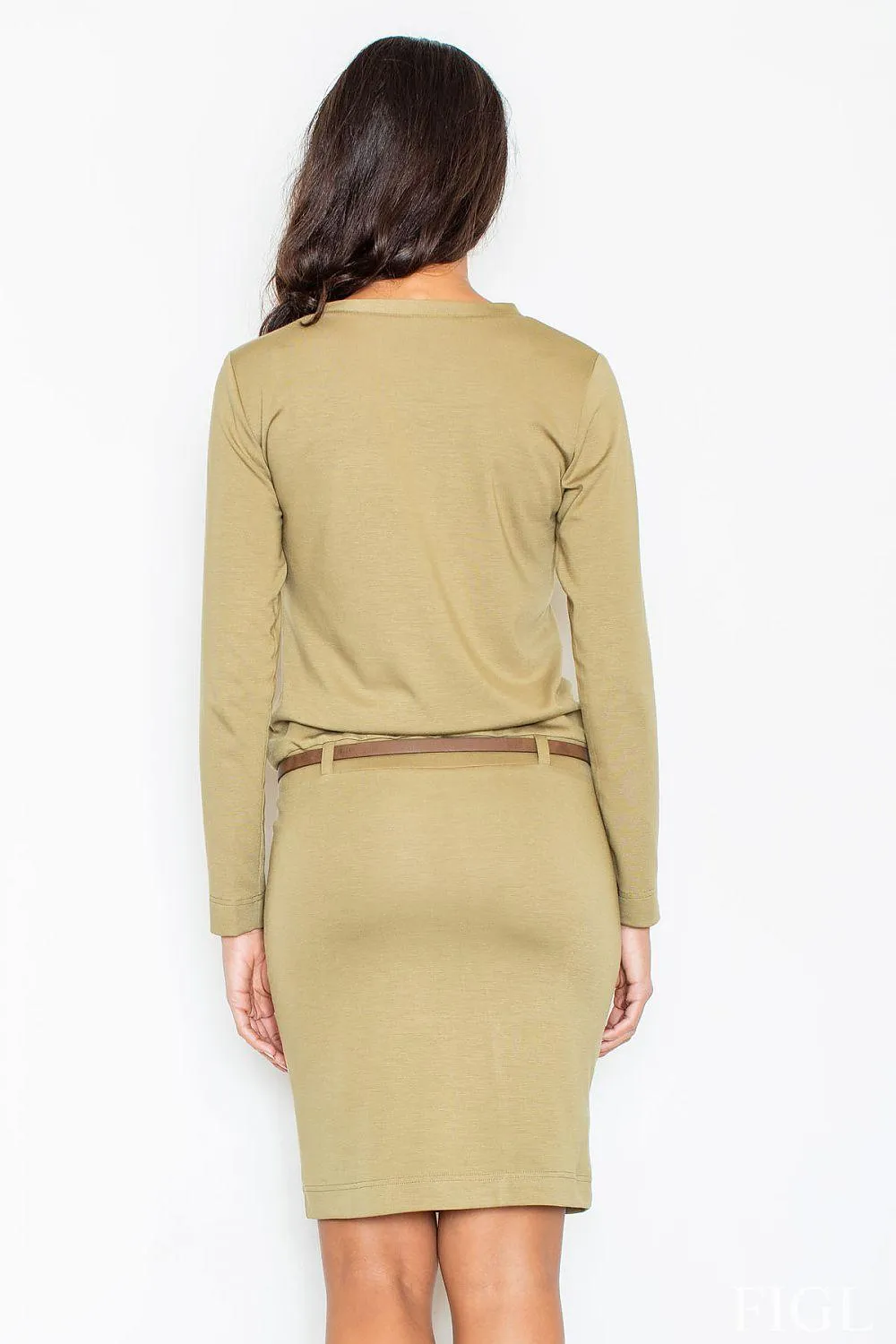 Chic Office Elegance Dress with Tailored Pencil Skirt and Trendy Pockets