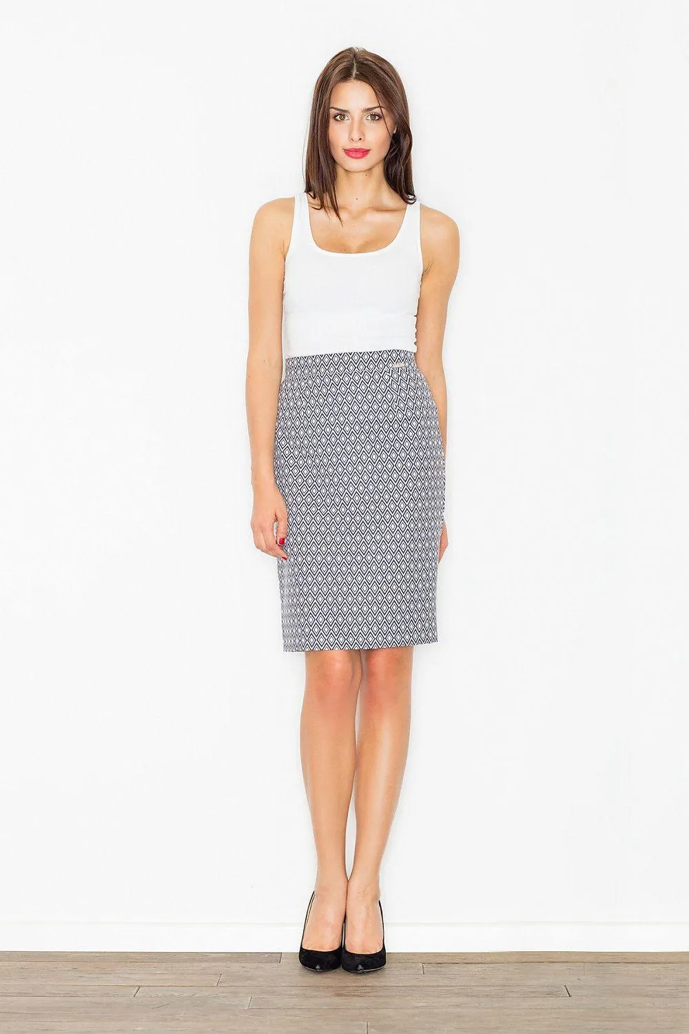 Chic Patterned Pencil Skirt with Hidden Zipper - Multiple Sizes Available