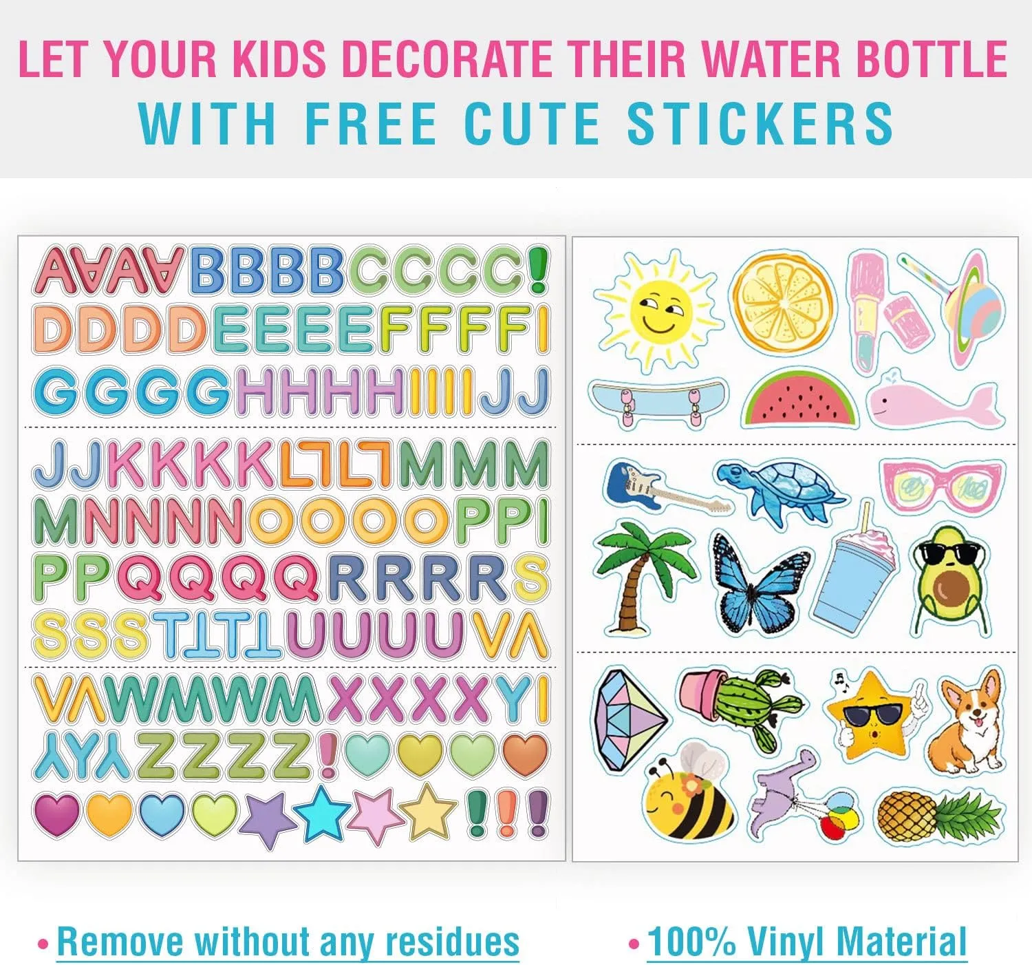 CHILLOUT LIFE 17 oz Insulated Water Bottle with Straw Lid for Kids and Adult   Cute Waterproof Stickers