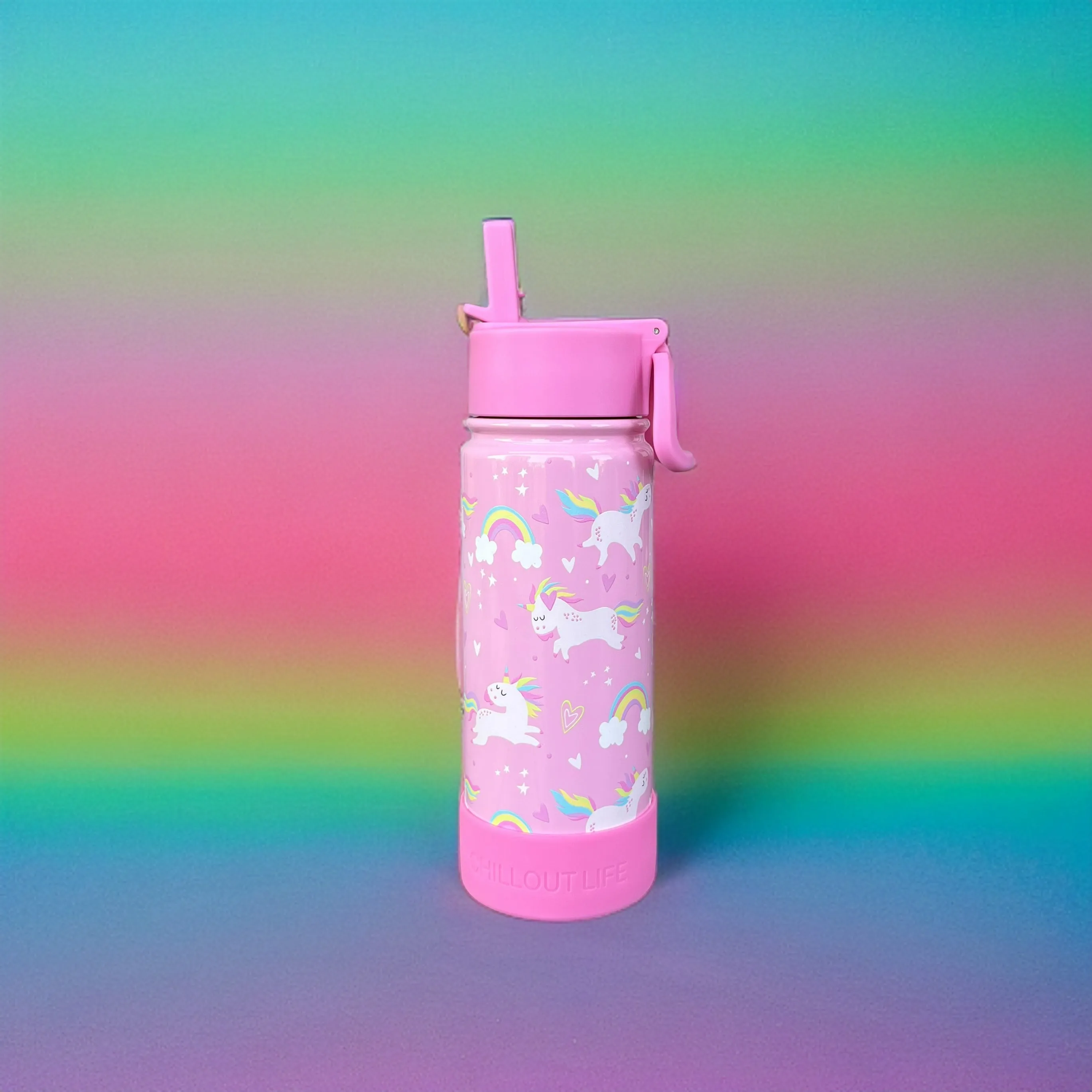 CHILLOUT LIFE 17 oz Insulated Water Bottle with Straw Lid for Kids and Adult   Cute Waterproof Stickers