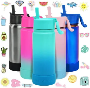 CHILLOUT LIFE 17 oz Insulated Water Bottle with Straw Lid for Kids and Adult   Cute Waterproof Stickers