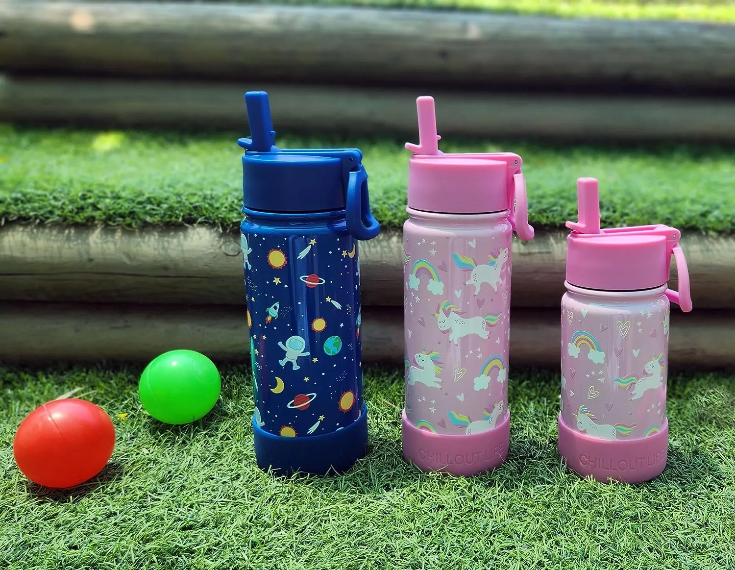 CHILLOUT LIFE 17 oz Insulated Water Bottle with Straw Lid for Kids and Adult   Cute Waterproof Stickers