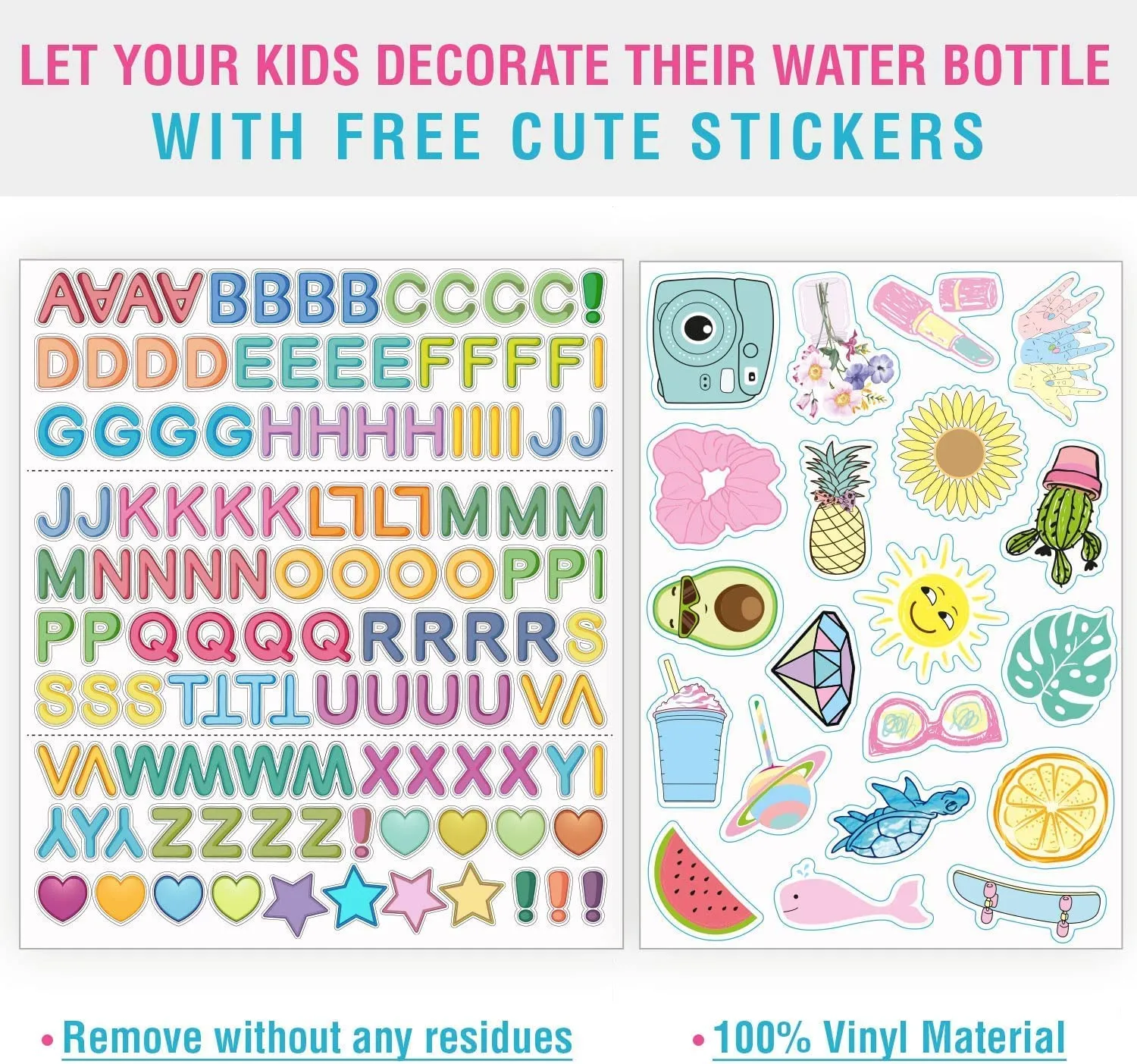 CHILLOUT LIFE 17 oz Insulated Water Bottle with Straw Lid for Kids and Adult   Cute Waterproof Stickers