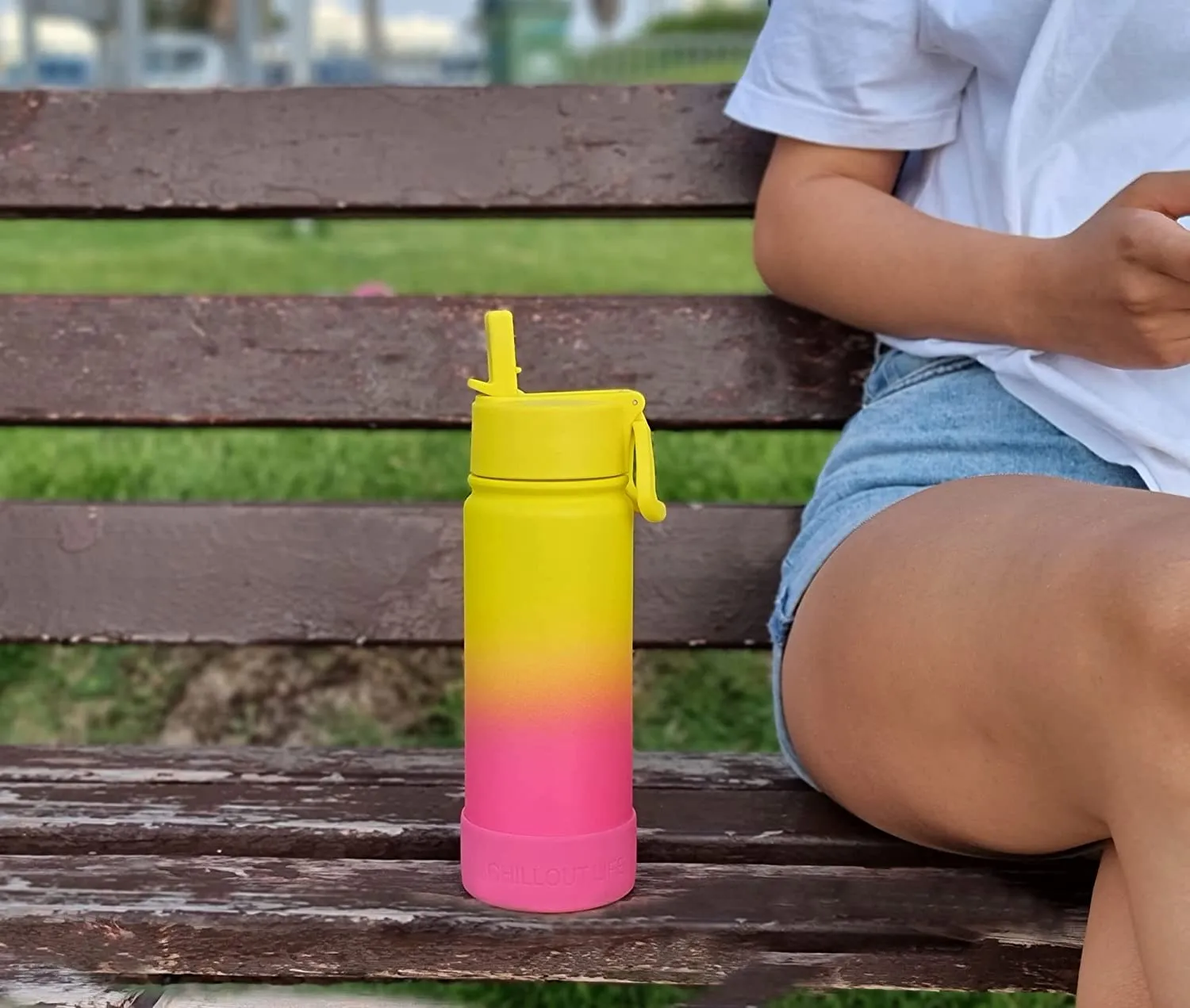 CHILLOUT LIFE 17 oz Insulated Water Bottle with Straw Lid for Kids and Adult   Cute Waterproof Stickers