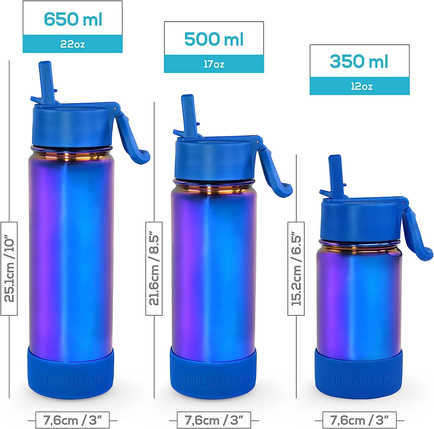 CHILLOUT LIFE 22 oz Insulated Water Bottle with Straw Lid for Kids and Adult   Cute Waterproof Stickers