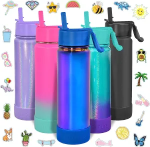 CHILLOUT LIFE 22 oz Insulated Water Bottle with Straw Lid for Kids and Adult   Cute Waterproof Stickers