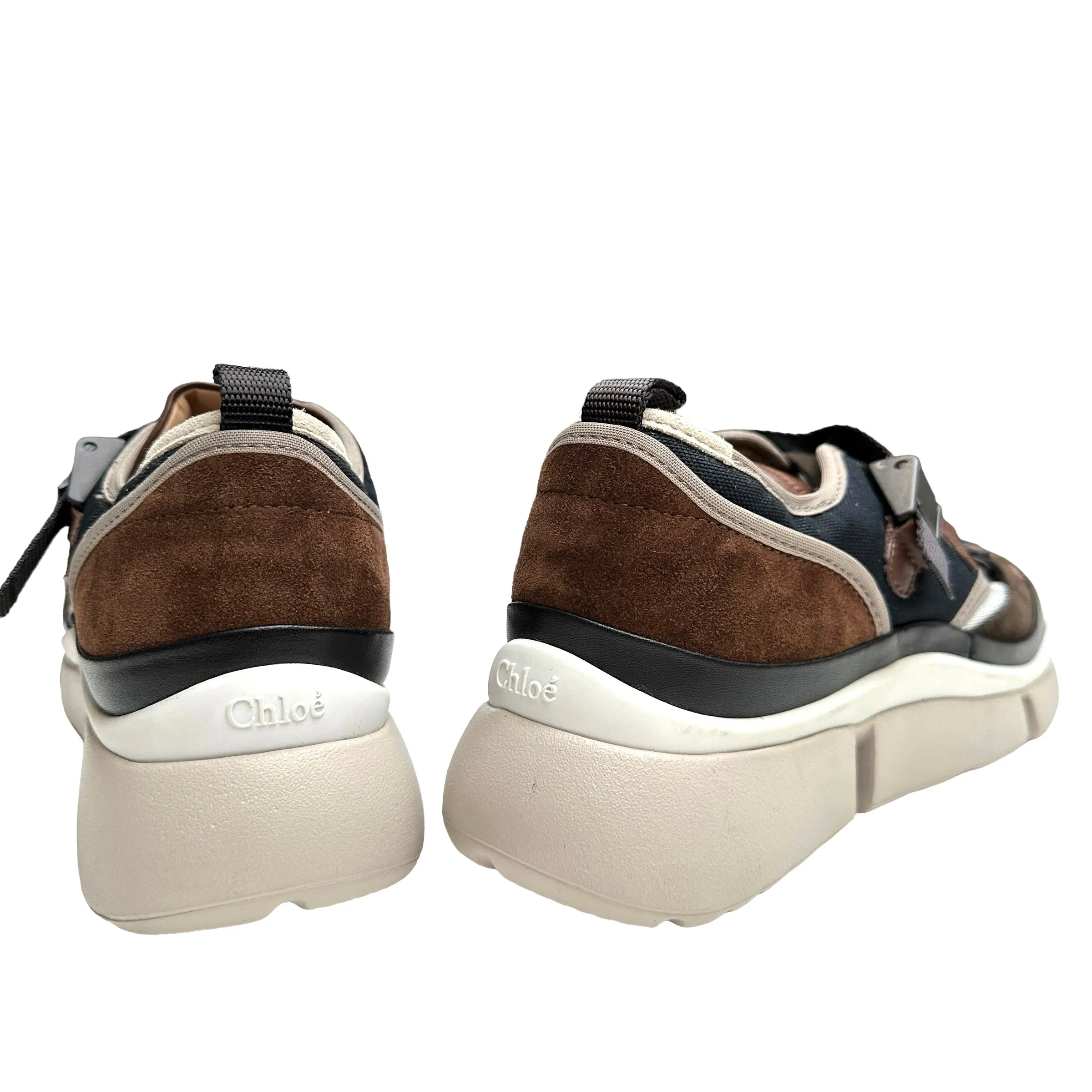 Chunky Suede and Leather Sneakers - 10