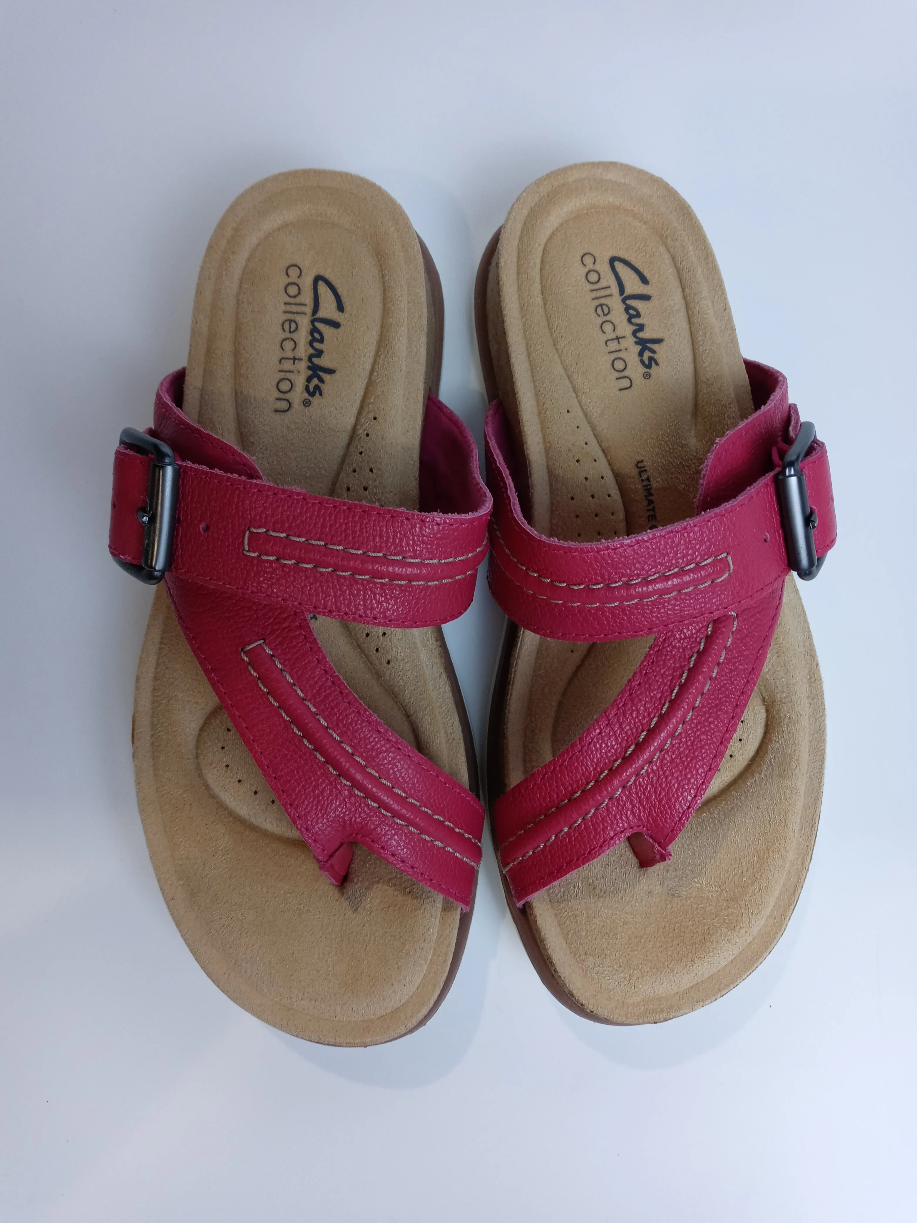 Clarks Brynn Madi Flat Sandal Fuchsia Leather Size 5.5 Medium Pair Of Shoes