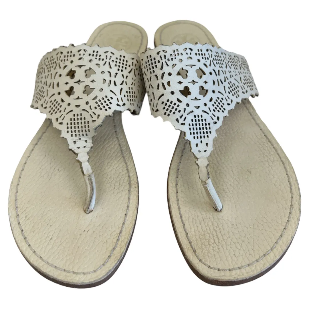 Cream Sandals Flip Flops Tory Burch, Size 6