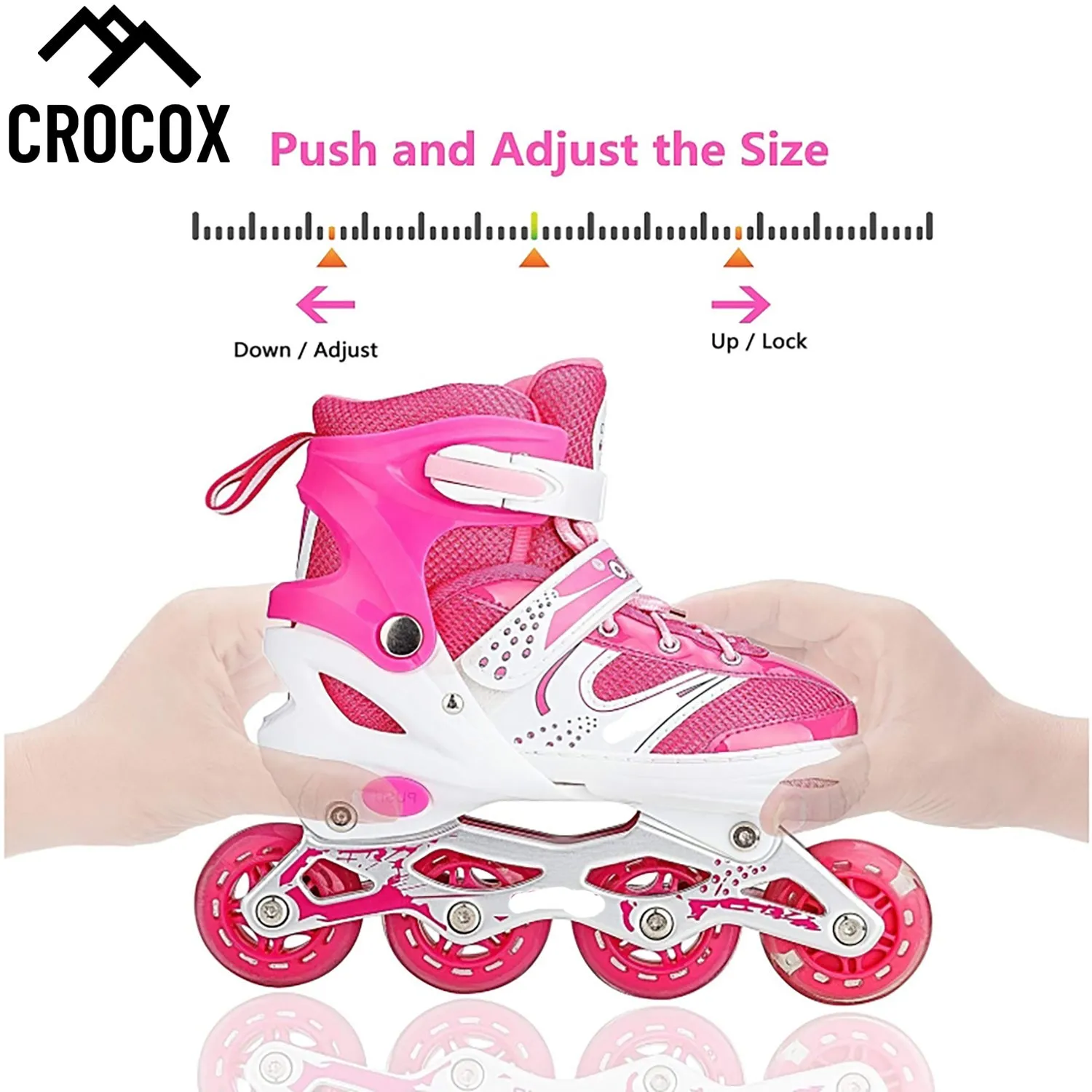 Crocox Kids Inline Skates Roller Blades Adjustable Light Up Boots Children Girls