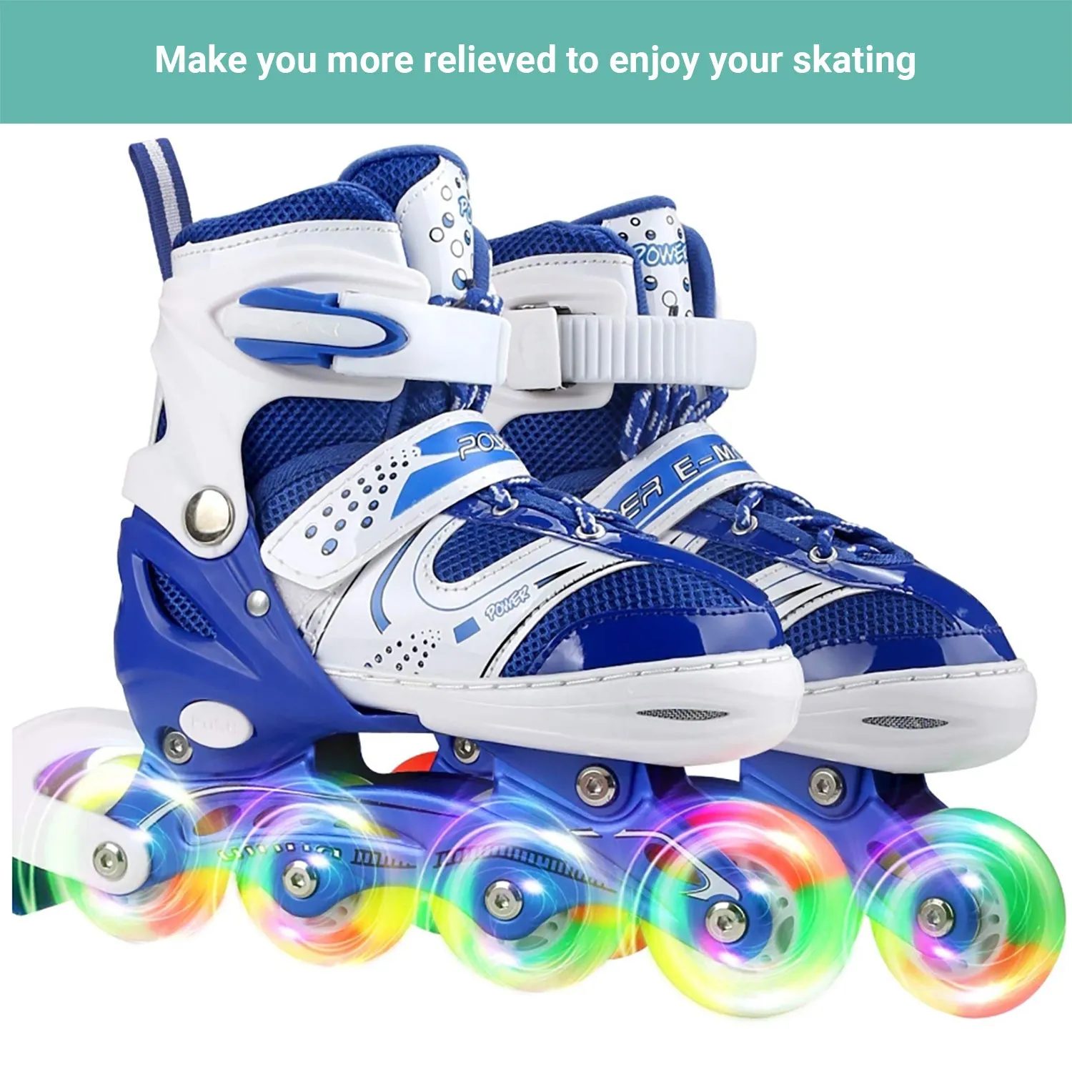 Crocox Kids Inline Skates Roller Blades Adjustable Light Up Boots Children Girls