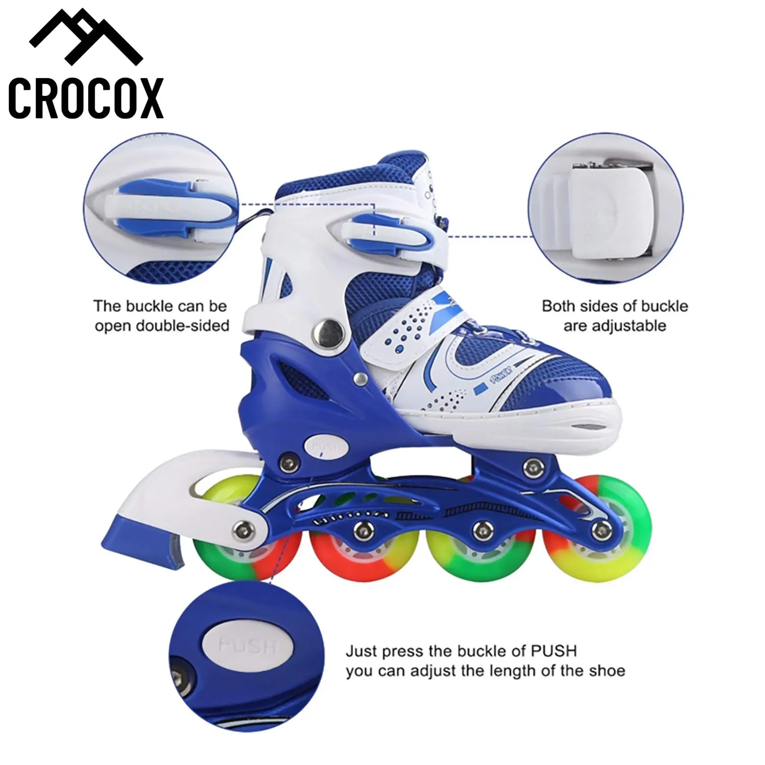 Crocox Kids Inline Skates Roller Blades Adjustable Light Up Boots Children Girls