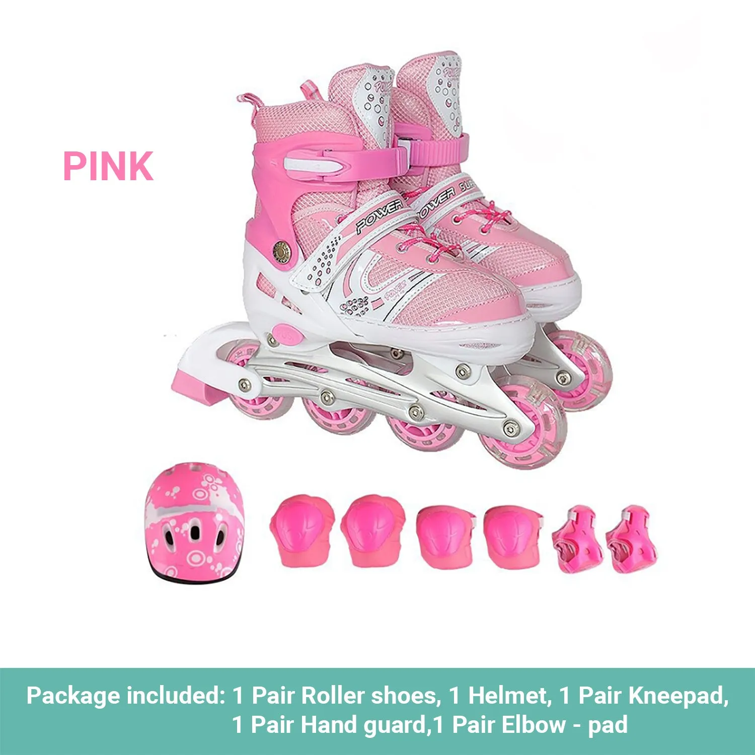 Crocox Kids Inline Skates Roller Blades Adjustable Light Up Boots Children Girls