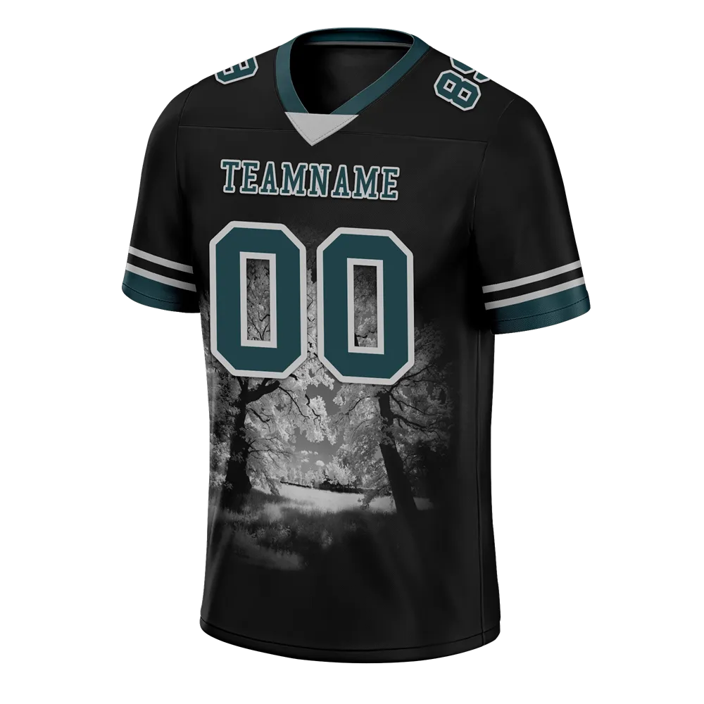 Custom Black 3D Pattern Aqua Personalized Authentic Football Jersey FBJ02-bc0fafd