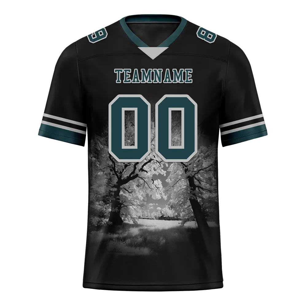 Custom Black 3D Pattern Aqua Personalized Authentic Football Jersey FBJ02-bc0fafd