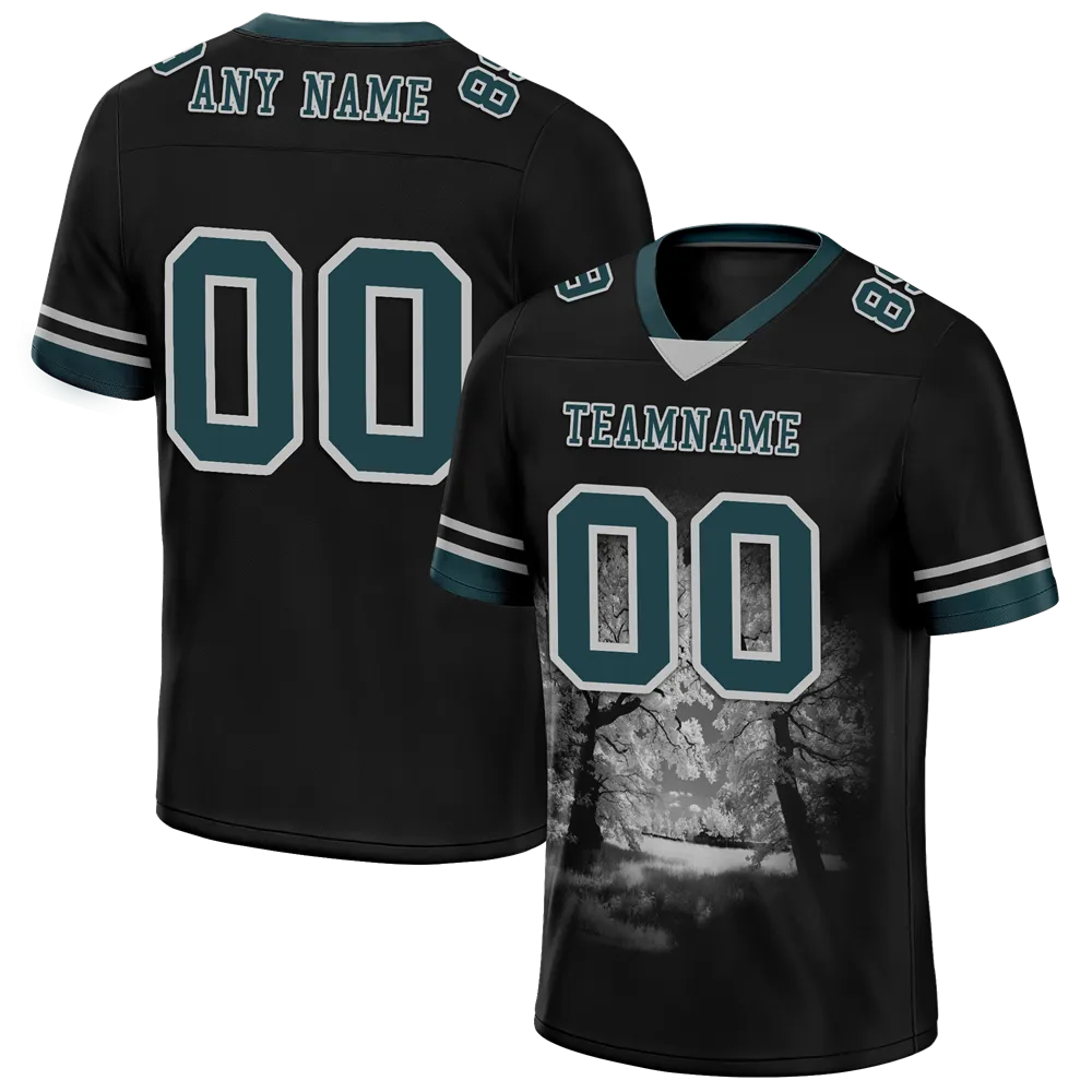 Custom Black 3D Pattern Aqua Personalized Authentic Football Jersey FBJ02-bc0fafd