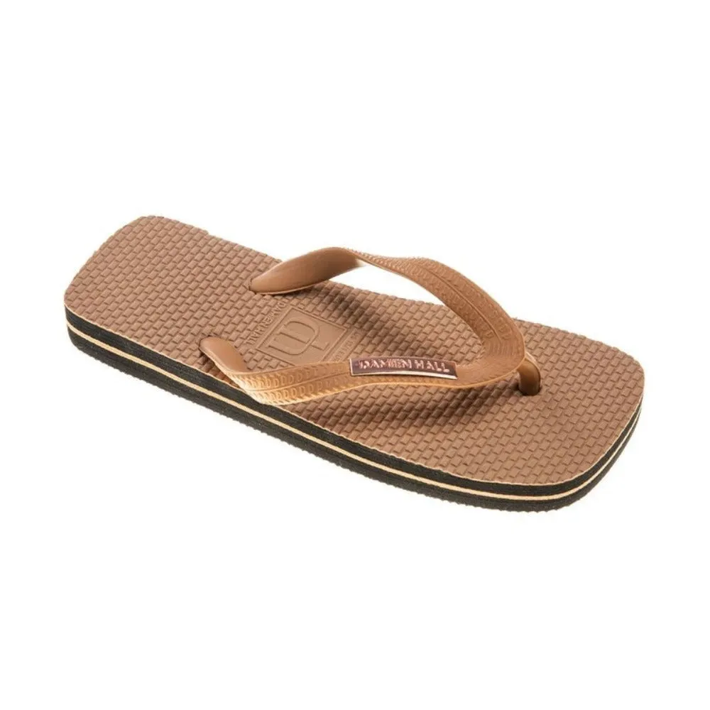 Damien Hall Boutique Kids Tan Thongs Rose Gold Badge